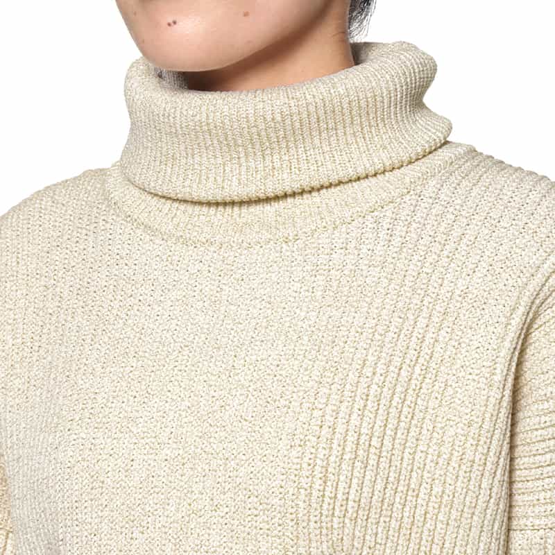 CFCL CFCL＜シーエフシーエル＞ グリッター ハイネック クロップドニットプルオーバー WHITE