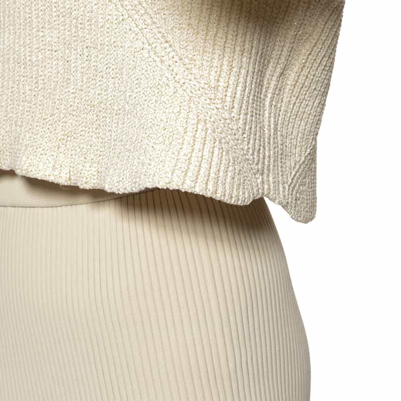 CFCL CFCL＜シーエフシーエル＞ グリッター ハイネック クロップドニットプルオーバー WHITE