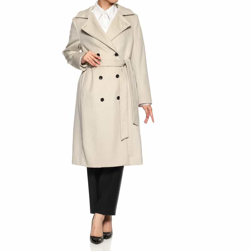 BARNEYS NEW YORK カシミヤ素材 ベルテッドダブルコート BEIGE
