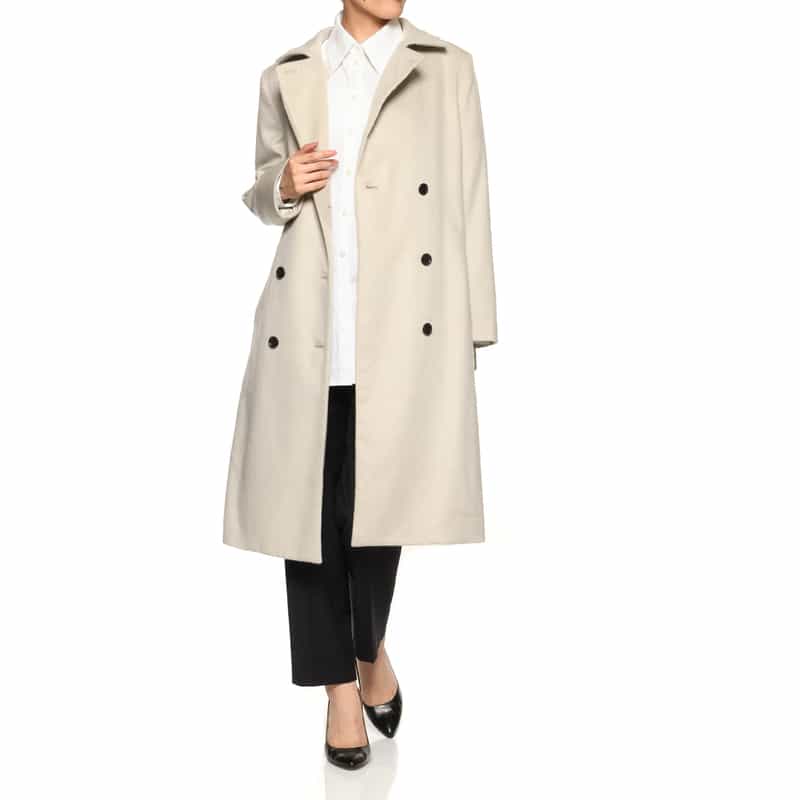 BARNEYS NEW YORK カシミヤ素材 ベルテッドダブルコート BEIGE