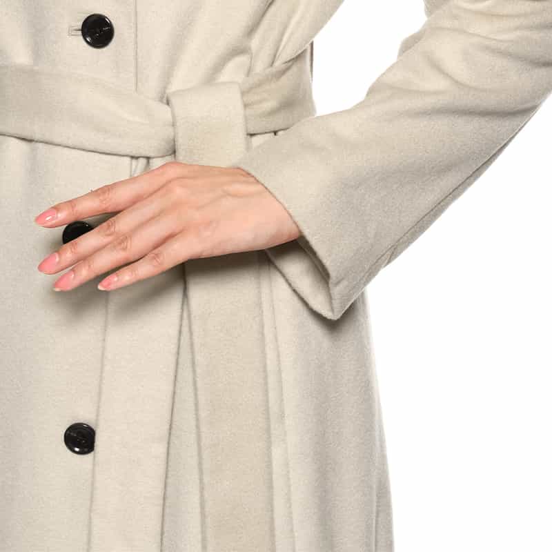 BARNEYS NEW YORK カシミヤ素材 ベルテッドダブルコート BEIGE