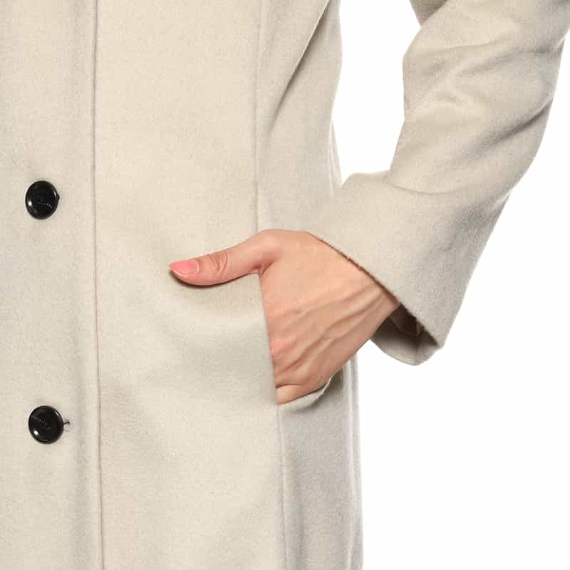 BARNEYS NEW YORK カシミヤ素材 ベルテッドダブルコート BEIGE