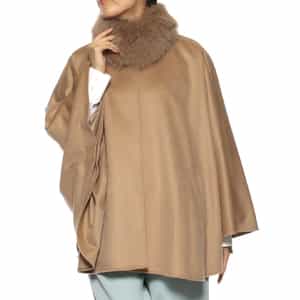 フォックスファー付きカシミ素材ヤケープコート