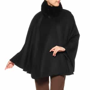 フォックスファー付きカシミ素材ヤケープコート