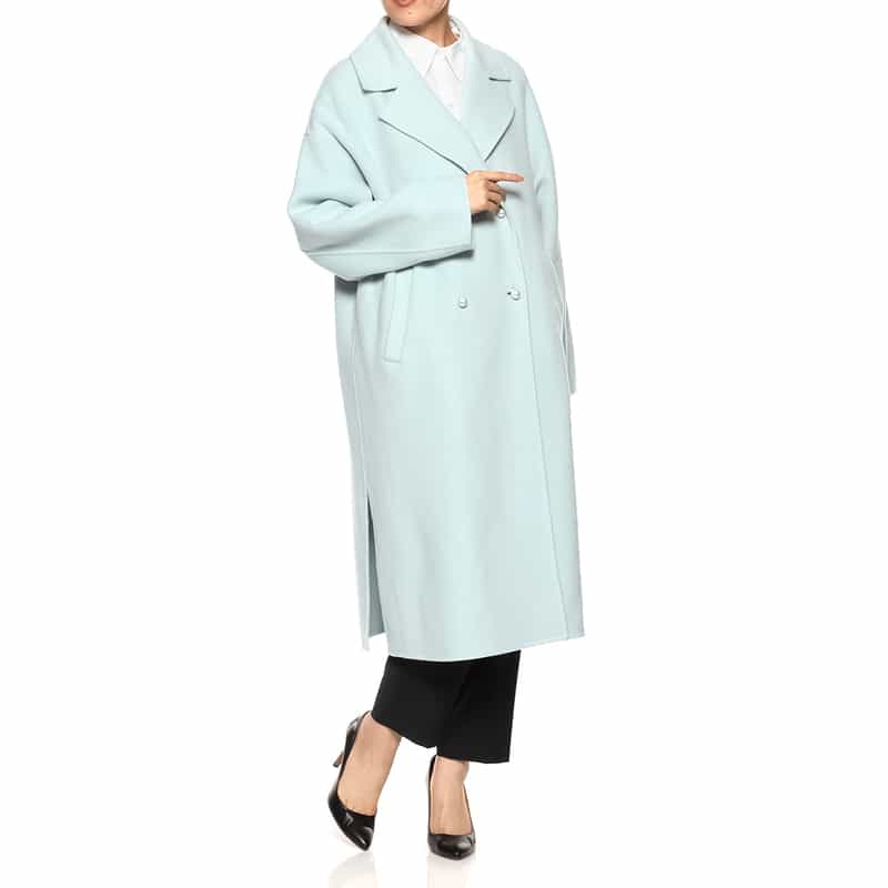 BARNEYS NEW YORK パールボタン ダブルロングコート LIGHT GREEN
