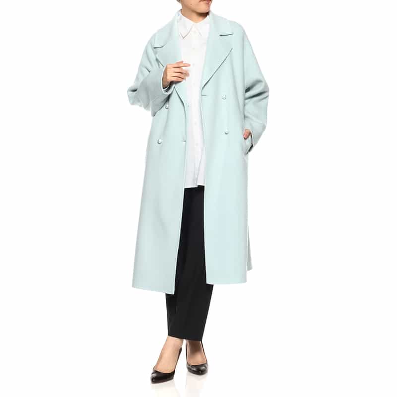 BARNEYS NEW YORK パールボタン ダブルロングコート LIGHT GREEN