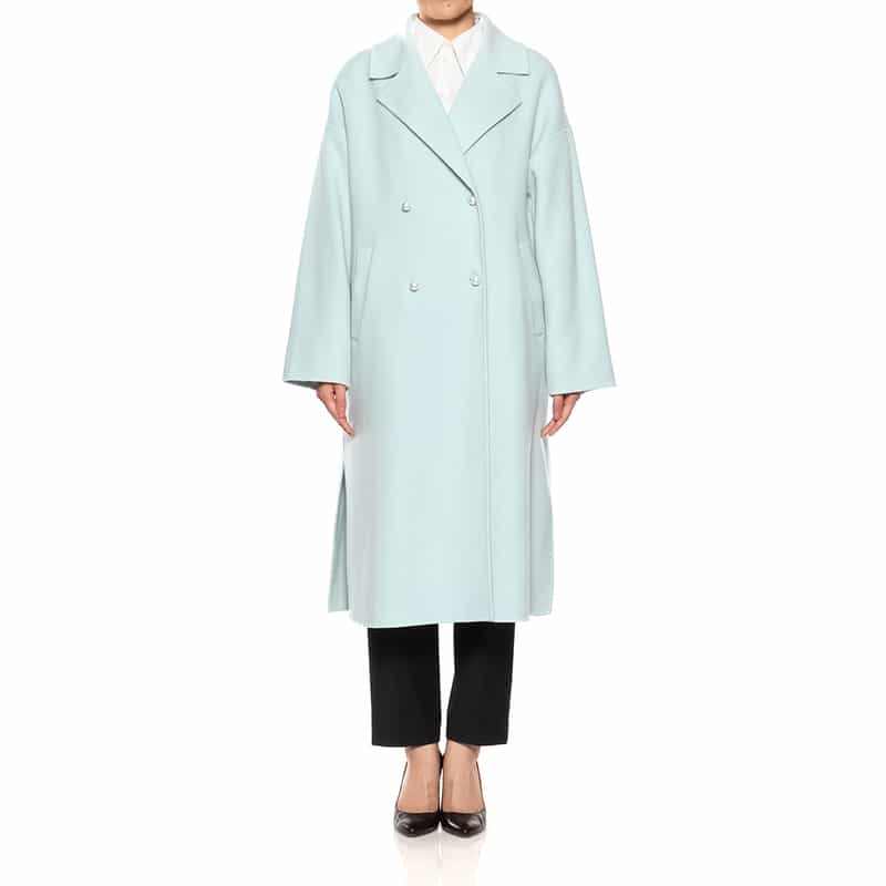 BARNEYS NEW YORK パールボタン ダブルロングコート LIGHT GREEN