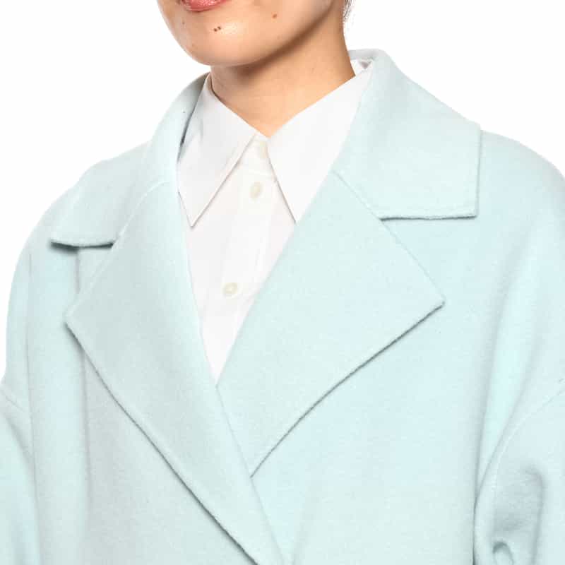 BARNEYS NEW YORK パールボタン ダブルロングコート LIGHT GREEN