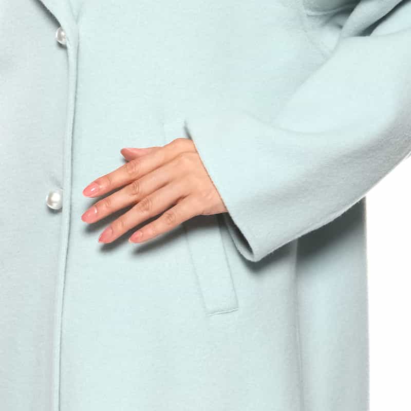 BARNEYS NEW YORK パールボタン ダブルロングコート LIGHT GREEN