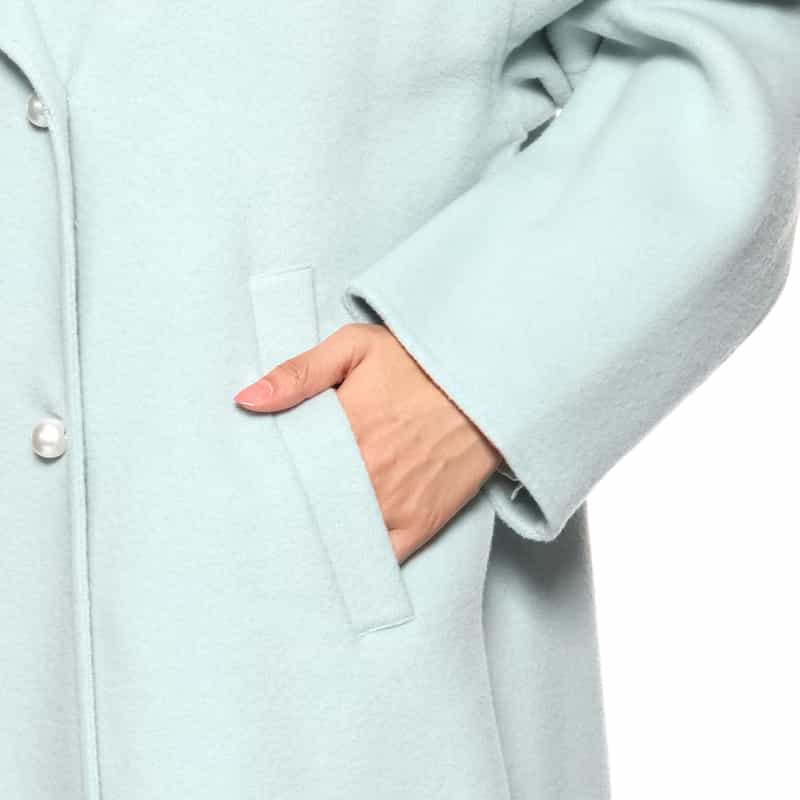 BARNEYS NEW YORK パールボタン ダブルロングコート LIGHT GREEN