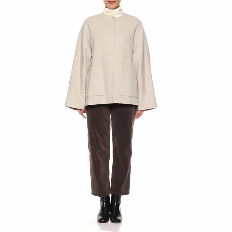 BARNEYS NEW YORK ノーカラー ミドルコート BEIGE