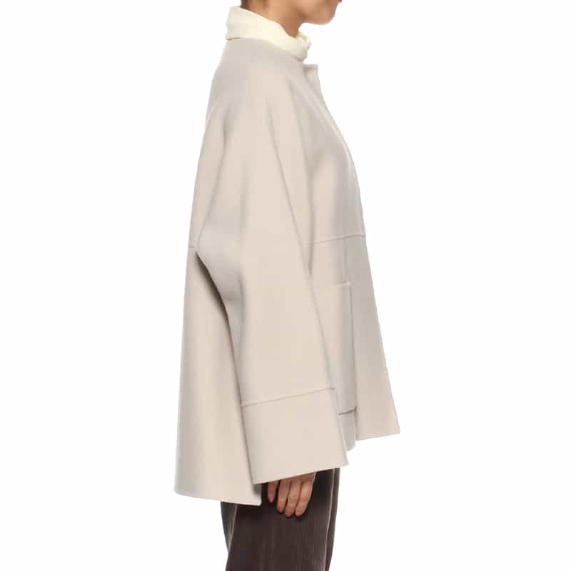 BARNEYS NEW YORK ノーカラー ミドルコート BEIGE