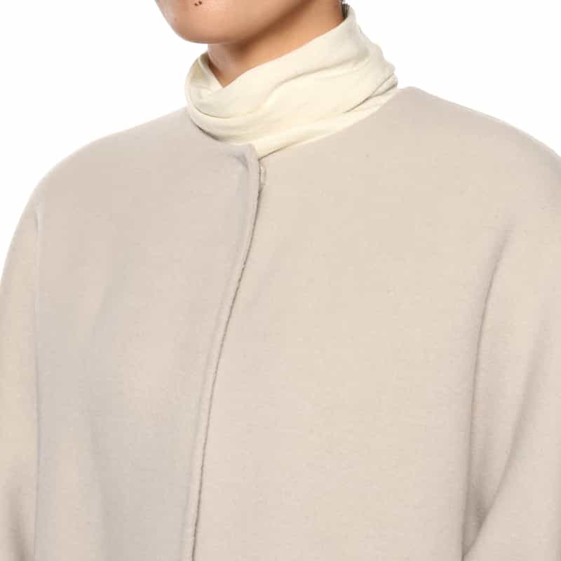 BARNEYS NEW YORK ノーカラー ミドルコート BEIGE