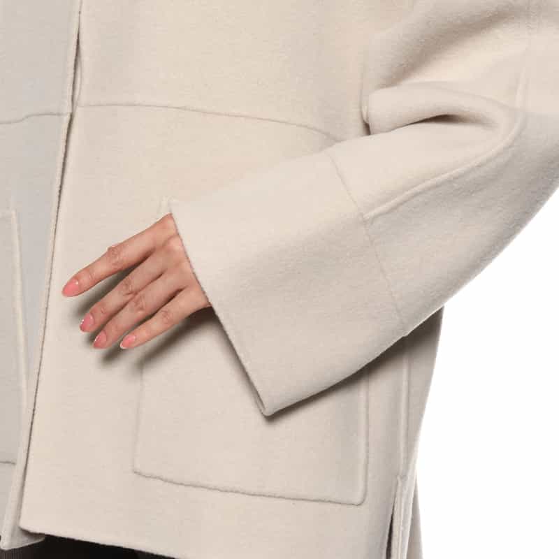 BARNEYS NEW YORK ノーカラー ミドルコート BEIGE