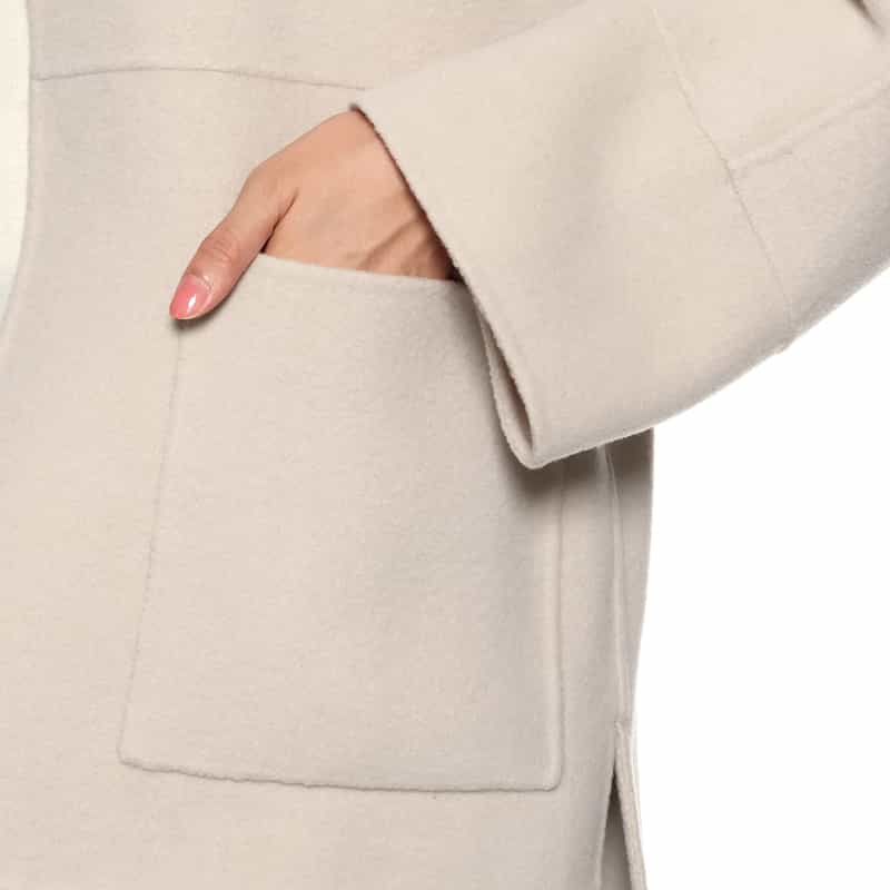 BARNEYS NEW YORK ノーカラー ミドルコート BEIGE