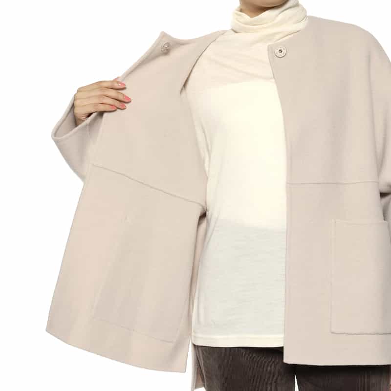 BARNEYS NEW YORK ノーカラー ミドルコート BEIGE