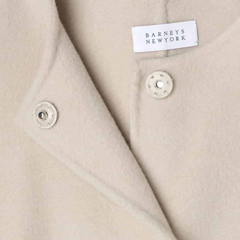 BARNEYS NEW YORK ノーカラー ミドルコート BEIGE