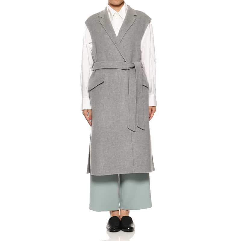 BARNEYS NEW YORK ベルテッド ロングジレコート LIGHT GRAY