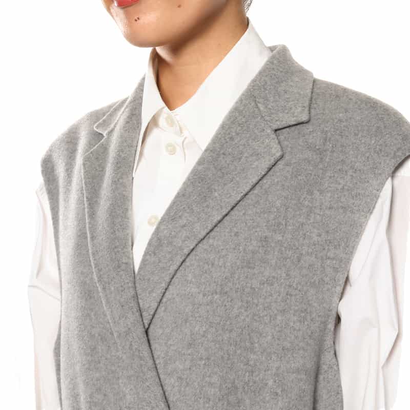 BARNEYS NEW YORK ベルテッド ロングジレコート LIGHT GRAY