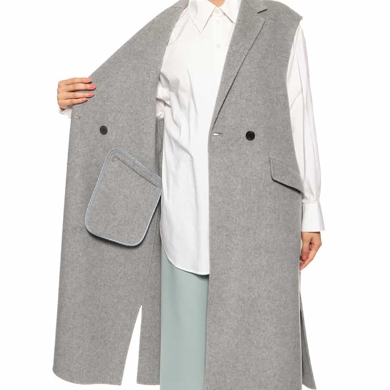 BARNEYS NEW YORK ベルテッド ロングジレコート LIGHT GRAY