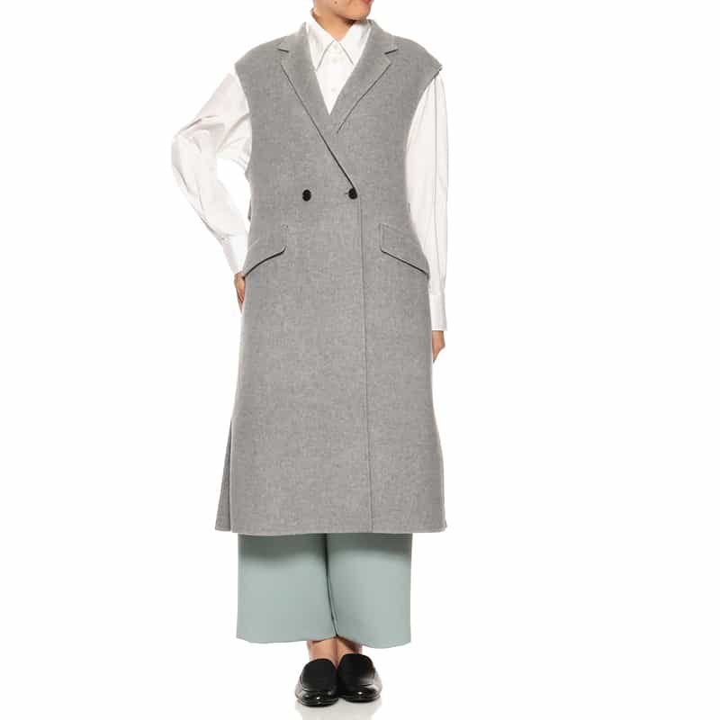 BARNEYS NEW YORK ベルテッド ロングジレコート LIGHT GRAY