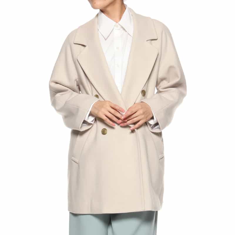 BARNEYS NEW YORK ウールメルトン ラグラン ピーコート BEIGE