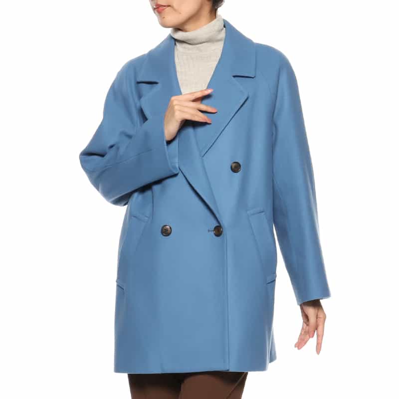 BARNEYS NEW YORK ウールメルトン ラグラン ピーコート BLUE