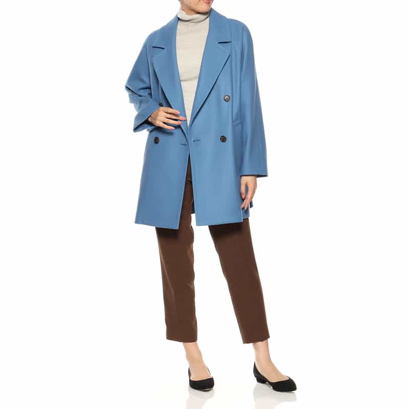 BARNEYS NEW YORK ウールメルトン ラグラン ピーコート BLUE