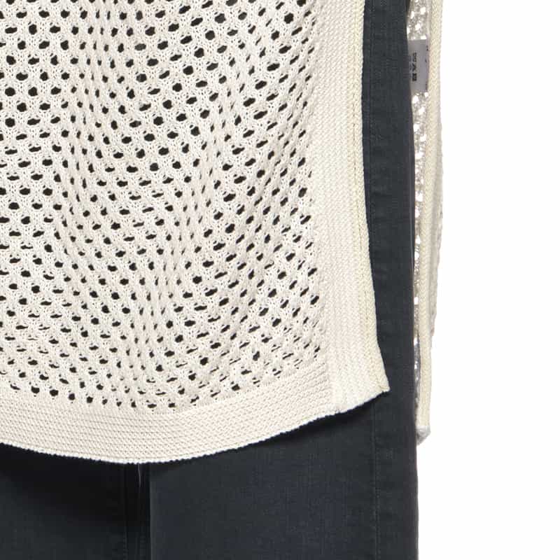 BARNEYS NEW YORK メッシュ編みロングニットベスト WHITE
