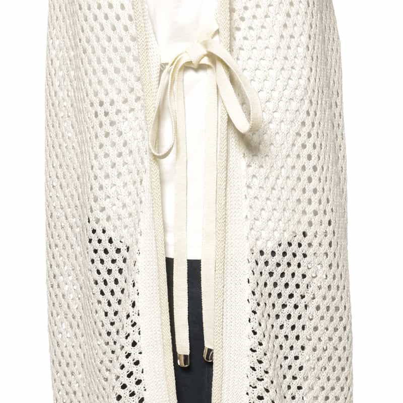 BARNEYS NEW YORK メッシュ編みロングニットベスト WHITE