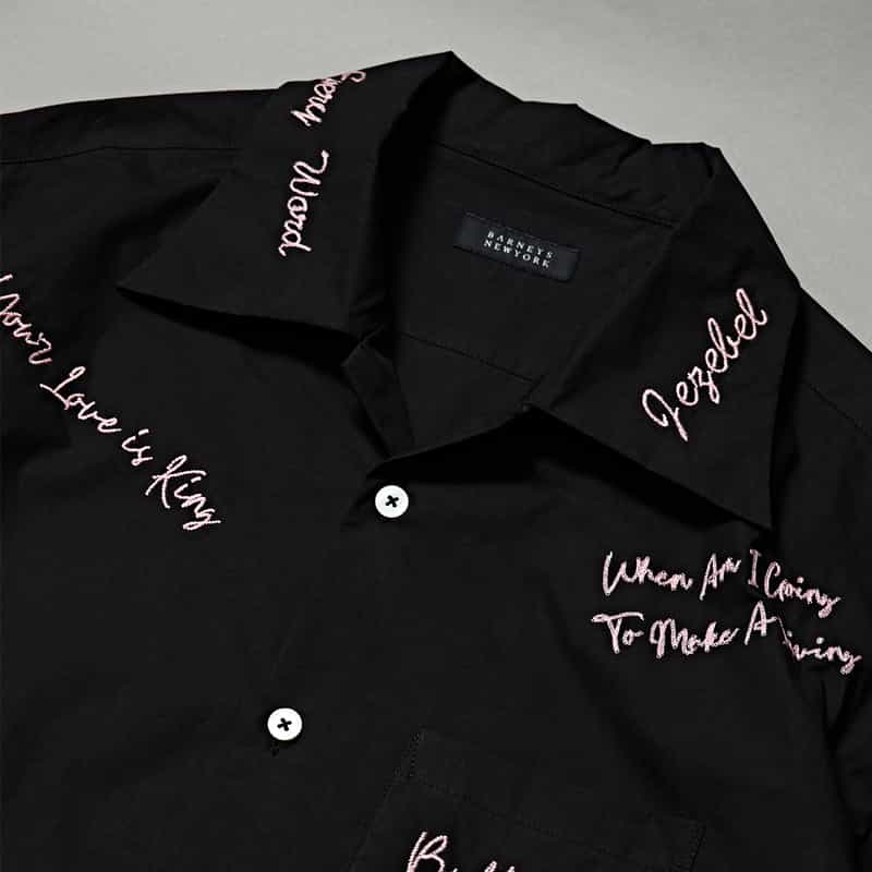 BARNEYS NEW YORK BARNEYS NEW YORK designed by TOMOHIRO KONNO オープンカラーシャツ BLACK