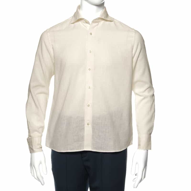 BARNEYS NEW YORK ウォッシャブル リネンシャツ WHITE