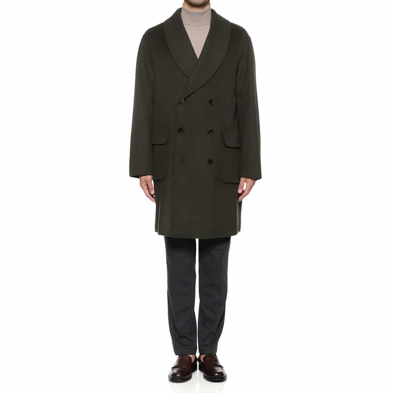 BARNEYS NEW YORK ダブルフェイス ショールカラーコート KHAKI