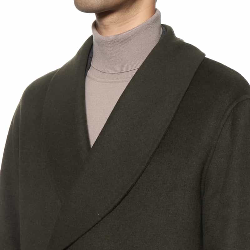 BARNEYS NEW YORK ダブルフェイス ショールカラーコート KHAKI