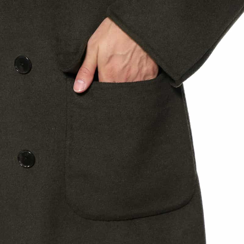 BARNEYS NEW YORK ダブルフェイス ショールカラーコート KHAKI