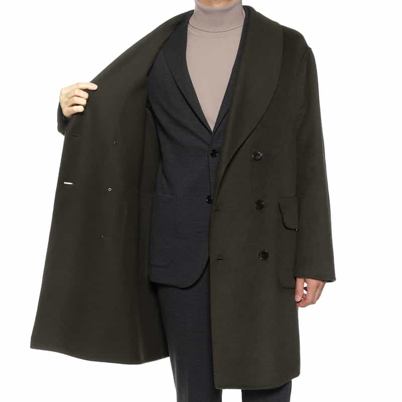 BARNEYS NEW YORK ダブルフェイス ショールカラーコート KHAKI