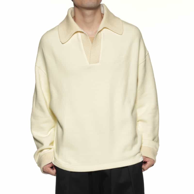 JACQUEMUS JACQUEMUS＜ジャックムス＞ ロゴ入りロングスリーブニットポロシャツ BEIGE