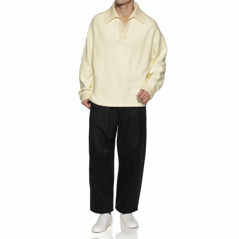 JACQUEMUS JACQUEMUS＜ジャックムス＞ ロゴ入りロングスリーブニットポロシャツ BEIGE