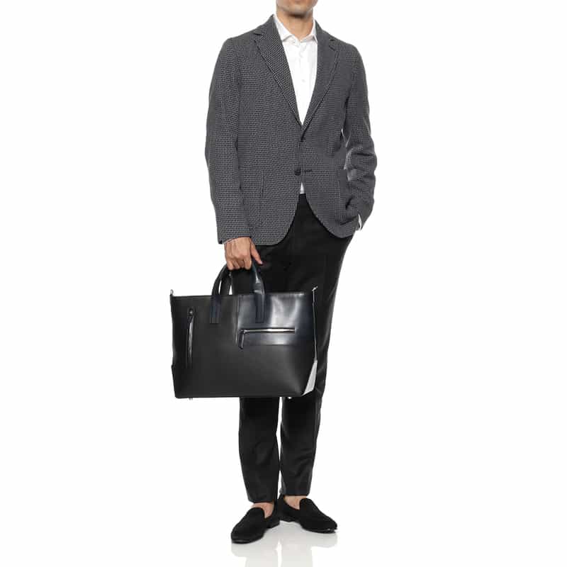 BIAGINI BIAGINI＜ビアジーニ＞ ショルダーストラップ付トートバッグ BLACK