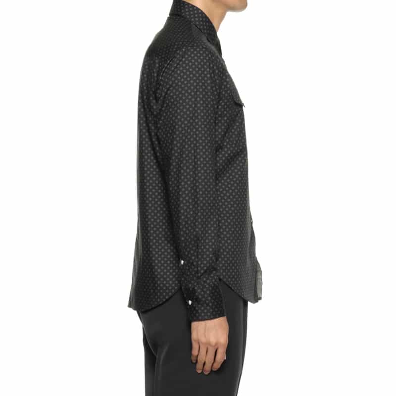 BARNEYS NEW YORK 小紋柄ウエスタンシャツ BLACK