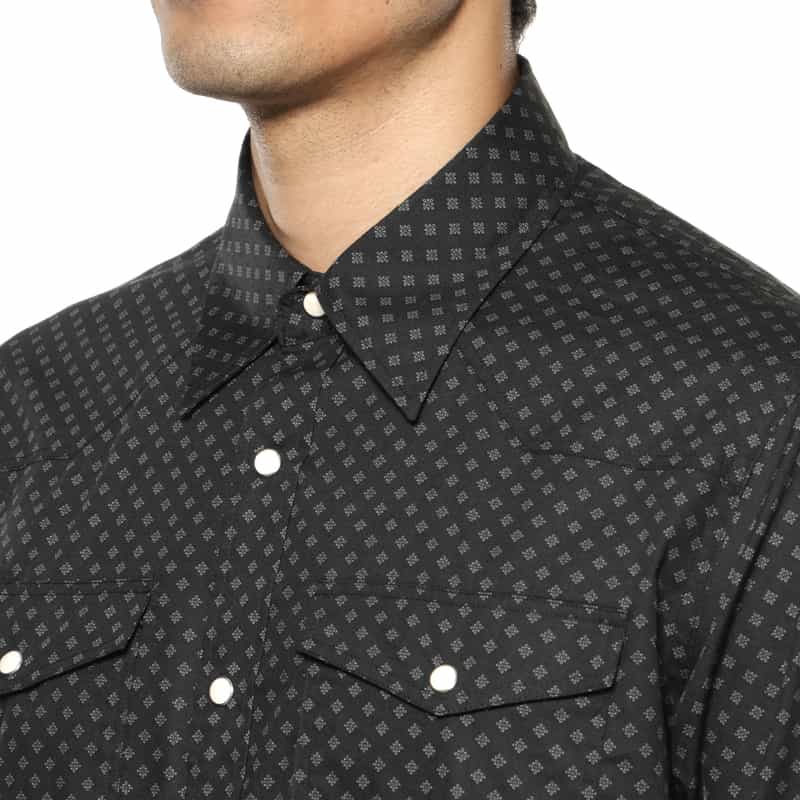 BARNEYS NEW YORK 小紋柄ウエスタンシャツ BLACK