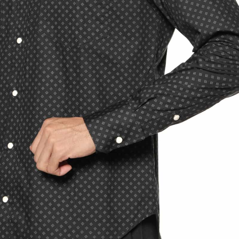 BARNEYS NEW YORK 小紋柄ウエスタンシャツ BLACK