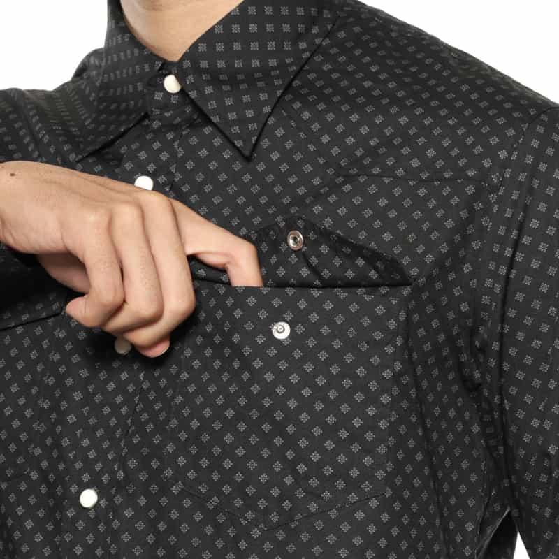 BARNEYS NEW YORK 小紋柄ウエスタンシャツ BLACK