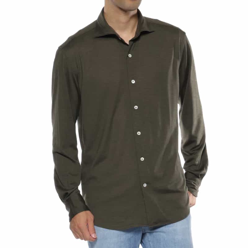 BARNEYS NEW YORK ウールカジュアルシャツ KHAKI