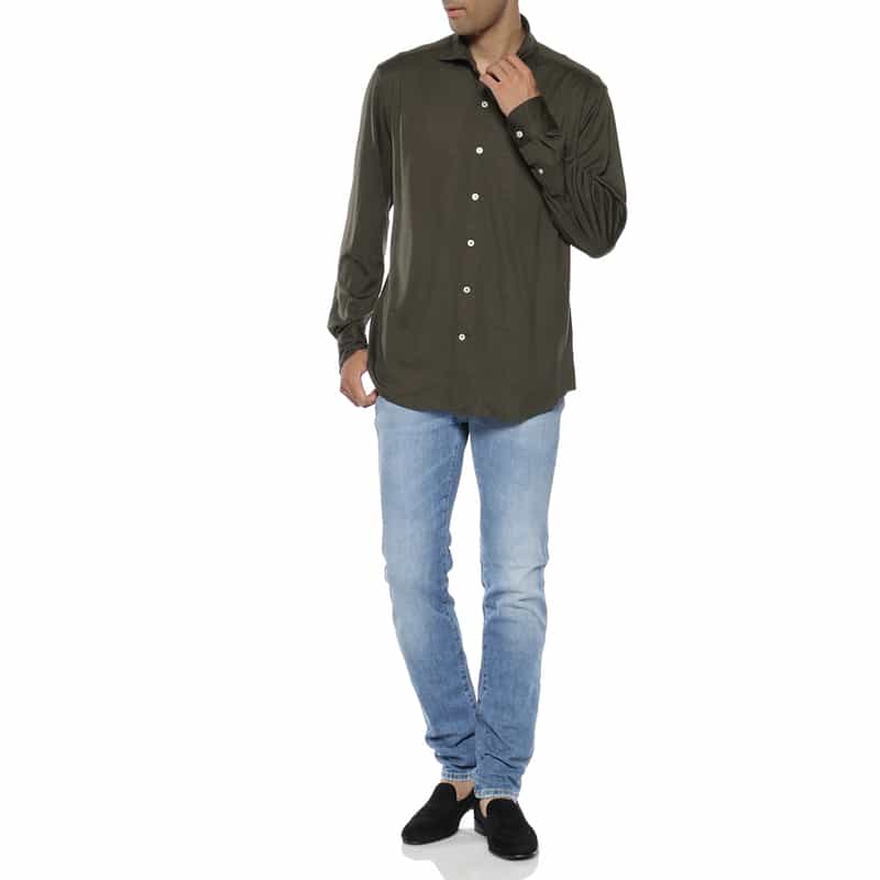 BARNEYS NEW YORK ウールカジュアルシャツ KHAKI