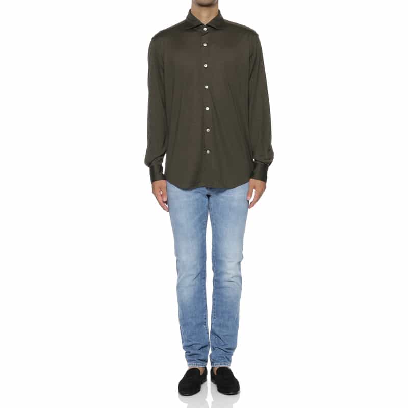 BARNEYS NEW YORK ウールカジュアルシャツ KHAKI