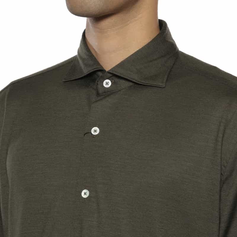 BARNEYS NEW YORK ウールカジュアルシャツ KHAKI