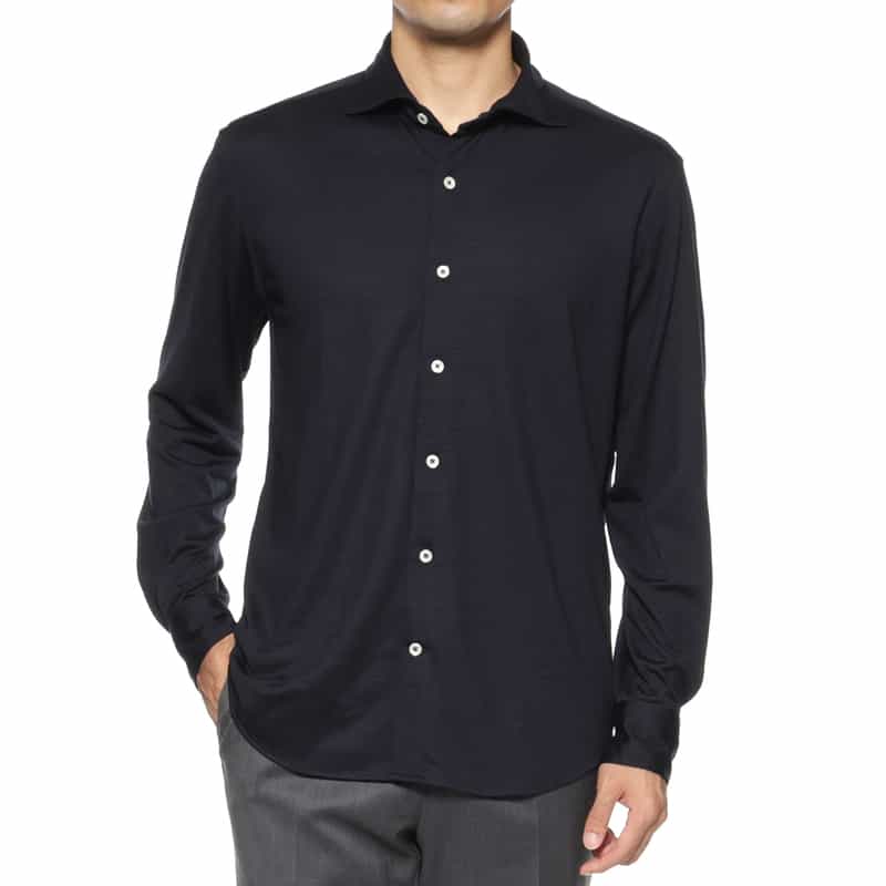 BARNEYS NEW YORK ウールカジュアルシャツ NAVY