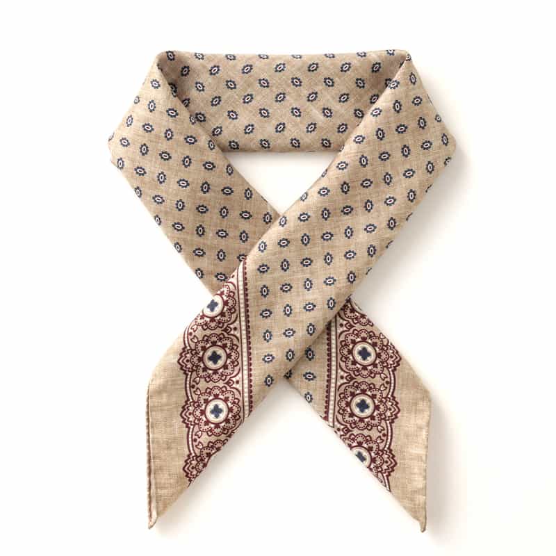 BARNEYS NEW YORK 小紋柄シルクスカーフ BEIGE