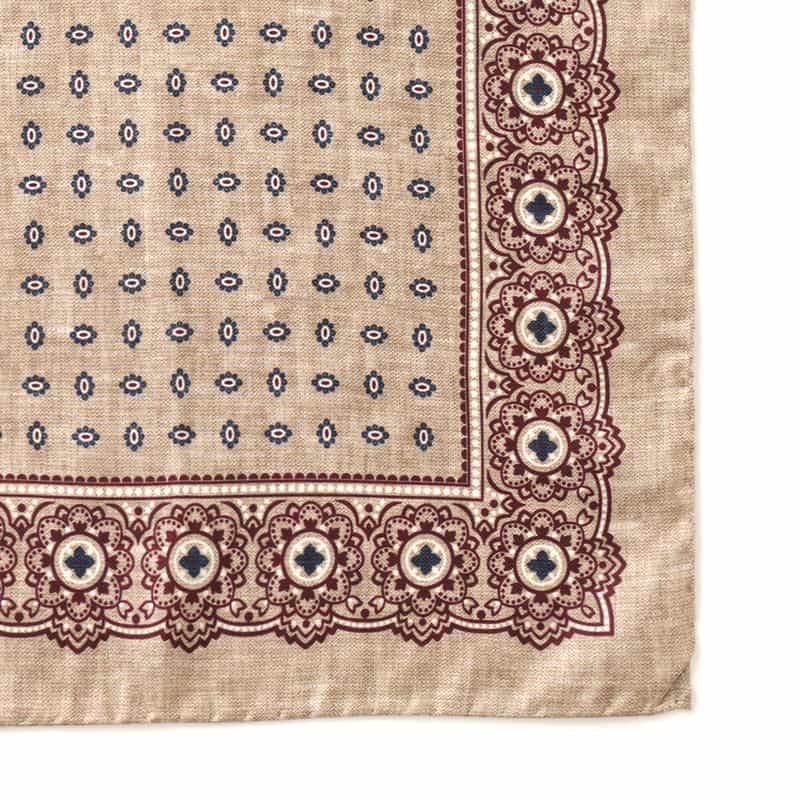 BARNEYS NEW YORK 小紋柄シルクスカーフ BEIGE